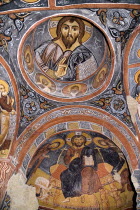 Turkey, Cappadocia, Goreme, Goreme Open Air Museum, The Dark Church, So named because it had very few windows. The frescoes date from the 11th century. Dark Church is known in Turkish as Karanlik Kili...