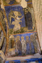 Turkey, Cappadocia, Goreme, Goreme Open Air Museum, The Buckle Church is the largest cave church in Goreme and has some of the finest frescoes with rich colours and a lot of detail.