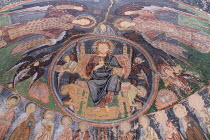 Turkey, Cappadocia, Goreme, Red Valley, Hacli Kilise is the Turkish title for the church. It means the church with the cross, Frescoes on ceiling, superstitous gouging has taken place  to eradicate th...