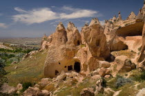 Turkey, Cappadocia, Zelve, Zelve Open Air Museum, Abandoned houses, Zelve is where 3 valleys of abandoned homes and churches converge, inhabited until 1952 when the valley was deemed too dangerous to...