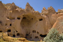 Turkey, Cappadocia, Zelve, Zelve Open Air Museum, Abandoned houses, Zelve is where 3 valleys of abandoned homes and churches converge, inhabited until 1952 when the valley was deemed too dangerous to...