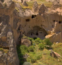 Turkey, Cappadocia, Zelve, Zelve Open Air Museum, Abandoned houses, Zelve is where 3 valleys of abandoned homes and churches converge, inhabited until 1952 when the valley was deemed too dangerous to...