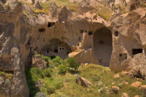 Turkey, Cappadocia, Zelve, Zelve Open Air Museum, Abandoned houses, Zelve is where 3 valleys of abandoned homes and churches converge, inhabited until 1952 when the valley was deemed too dangerous to...