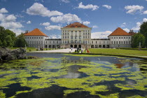 Germany, Bavaria, Munich, Nymphenburg Palace, The palace is surrounded by beautiful gardens.