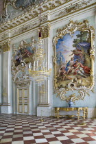 Germany, Bavaria, Munich, Nymphenburg Palace, Steinerner Saal, The Stone or Great Hall with painted decorative walls.