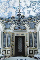 Germany, Bavaria, Munich, Nymphenburg Palace, The Pagodenburg, Elegant pavilion for royal relaxation, Over 2000 painted Dutch tiles decorate the interior walls.