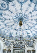 Germany, Bavaria, Munich, Nymphenburg Palace, The Pagodenburg, Elegant pavilion for royal relaxation, Over 2000 painted Dutch tiles decorate the interior walls.