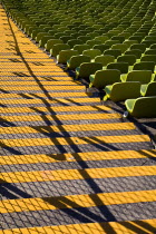 Germany, Bavaria, Munich, Olympic Stadium, Olympiastadion, Built as the main venue for the 1972 Summer Olympics, Green seat pattern.