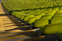 Germany, Bavaria, Munich, Olympic Stadium, Olympiastadion, Built as the main venue for the 1972 Summer Olympics, Green seat pattern.