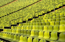 Germany, Bavaria, Munich, Olympic Stadium, Olympiastadion, Built as the main venue for the 1972 Summer Olympics, Green seat pattern.