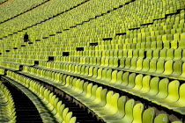 Germany, Bavaria, Munich, Olympic Stadium, Olympiastadion, Built as the main venue for the 1972 Summer Olympics, Green seat pattern.