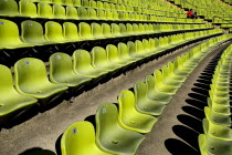 Germany, Bavaria, Munich, Olympic Stadium, Olympiastadion, Built as the main venue for the 1972 Summer Olympics, Green seat pattern.