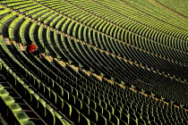 Germany, Bavaria, Munich, Olympic Stadium, Olympiastadion, Built as the main venue for the 1972 Summer Olympics, Green seat pattern.