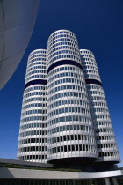 Germany, Bavaria, Munich, BMW Headquarters, The BMW Tower is 101 metres tall and mimics the shape of tyres.