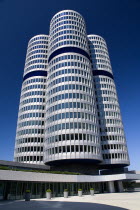 Germany, Bavaria, Munich, BMW Headquarters, The BMW Tower is 101 metres tall and mimics the shape of tyres.