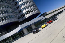 Germany, Bavaria, Munich, BMW Headquarters, The BMW Tower is 101 metres tall and mimics the shape of tyres.