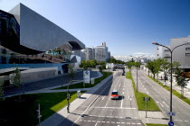 Germany, Bavaria, Munich, BMW Welt, World, on left, This is a BMW showroom across the road from HQ.