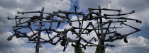 Germany, Bavaria, Munich, Dachau World War II Nazi Concentration Camp Memorial Site, 1968 Memorial by Nandor Glid, Yugoslavian artist and concentration camp survivor.