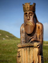 Uig Sands Wooden Chess Piece Carving.European Alba Blue Great Britain Northern Europe UK United Kingdom