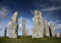 Callanish Standing Stone Circle.European Alba Blue Gray Great Britain History Historic Northern Europe Religion UK United Kingdom