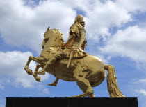 Neustadt  Hauptstrasse  Goldener Reiter  Golden statue of Augustus the Strong. Golden Rider.Destination Destinations Deutschland European History Holidaymakers Sachsen Tourism Tourist Western Europe...