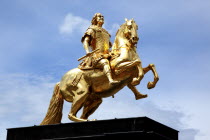 Neustadt  Hauptstrasse  Goldener Reiter  Golden statue of Augustus the Strong. Golden Rider.Destination Destinations Deutschland European History Holidaymakers Sachsen Tourism Tourist Western Europe...