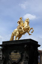 Neustadt  Hauptstrasse  Goldener Reiter  Golden statue of Augustus the Strong. Golden Rider.Destination Destinations Deutschland European History Holidaymakers Sachsen Tourism Tourist Western Europe...