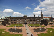 Zwinger Palace built 1710-1732  designed by Matthaus Daniel Poppelmann.Destination Destinations Deutschland European History Holidaymakers Sachsen Tourism Tourist Western Europe Saxony Sightseeing To...
