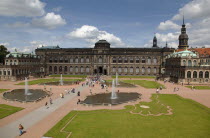 Zwinger Palace and ornamental gardens. Built 1710-1732  designed by Matthaus Daniel Poppelmann.Destination Destinations Deutschland European History Holidaymakers Sachsen Tourism Tourist Western Euro...