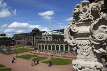 Zwinger Palace and ornamental gardens. Built 1710-1732  designed by Matthaus Daniel Poppelmann.Destination Destinations Deutschland European History Holidaymakers Sachsen Tourism Tourist Western Euro...