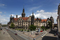 Taschenberg  Dresdner Residenzschloss Castle containing the Grunes Gewolbe  Green Vault treasure chamber containing Saxon Crown Jewels.Destination Destinations Deutschland European History Holidaymak...