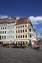 Neumarkt  Cafe bar in reconstructed building.Destination Destinations Deutschland European History Holidaymakers Sachsen Tourism Tourist Western Europe Saxony Sightseeing Tourists Bistro Blue History...