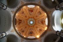 Nuemarkt  Dresdner Frauenkirche church of Our Lady interior showing decorated domed roof detail. Lutheran Church bombed in 1945 and rebuilt using original and new stones. Re-opened in 2005.Destinatio...