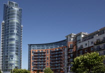 Gun Wharf Quay. Gun Wharf Quay. Canalside with No 1 the apartment block tower.Gunwharf Blue European Great Britain Holidaymakers Northern Europe Tourism Tourist UK United Kingdom British Isles Sights...