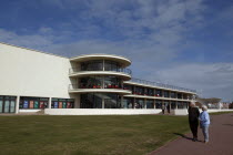 England, East Sussex, Bexhill on Sea, De La Warr Pavilion. Exterior of the Art Deco Gallery and Arts Centre.