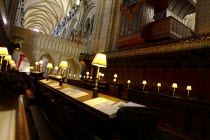 England, West Sussex, Chichester, Area where the choir sit underneath the organ.