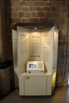 England, West Sussex, Chichester, Cathedral Interior, Multi Lingual Donorpoint Machine for accepting credit or debit card donations.