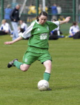 Scotland, Tesco Cup, Ladies Soccer Championship, Player kicking ball.
