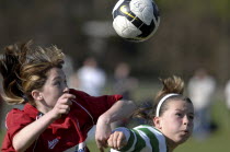 Scotland, Tesco Cup, Ladies Soccer Championship, Players attempting to head the ball.