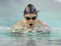 Sport, Watersport, Swimming, Womens Breast Stroke, Head shot of swimmer taking breath.