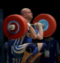 Sport, Weights, Lifting, 94Kg Weight Lifting, Tommy Yule winning Bronze medal during Melbourne 2006 Commonwealth Games.