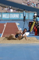 Sport, Atheltics, Long Jump, Scotland's Darren Ritchie in mid leap. 2006 Commonwealth Games in Melbourne Australia.
