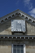 England, East Sussex, Lewes, High Street, Crown Court Building. Sundial detail.