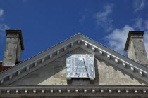 England, East Sussex, Lewes, High Street, Crown Court Building. Sundial detail.