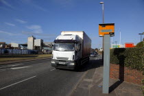 England, West Sussex, Shoreham-by-Sea, Gatso traffic speed camera on main road.