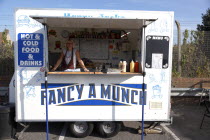England, West Sussex, Shoreham-by-Sea, Fancy a Munch, Happy Jacks mobile food stall selling hot drinks and sandwiches.