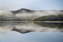 IRELAND, County Cavan, Lough MacNean, Islands in the lough on an autumn morning. 