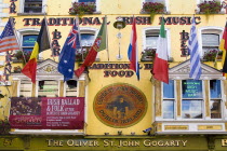 IRELAND, County Dublin, Dublin City, Temple Bar  Traditional Irish music pub  Faade with signage. 