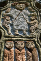 IRELAND, County Wexford, Irish National Heritage Park, Celtic cross  Detail of some of the carving. 