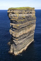 IRELAND, County Mayo, Downpatrick Head, Dn Briste Broken Fort is an impressive sea stack at the headland Standing 50 meters 164 feet high, Dn Briste was once part of the mainland, and connected to i...